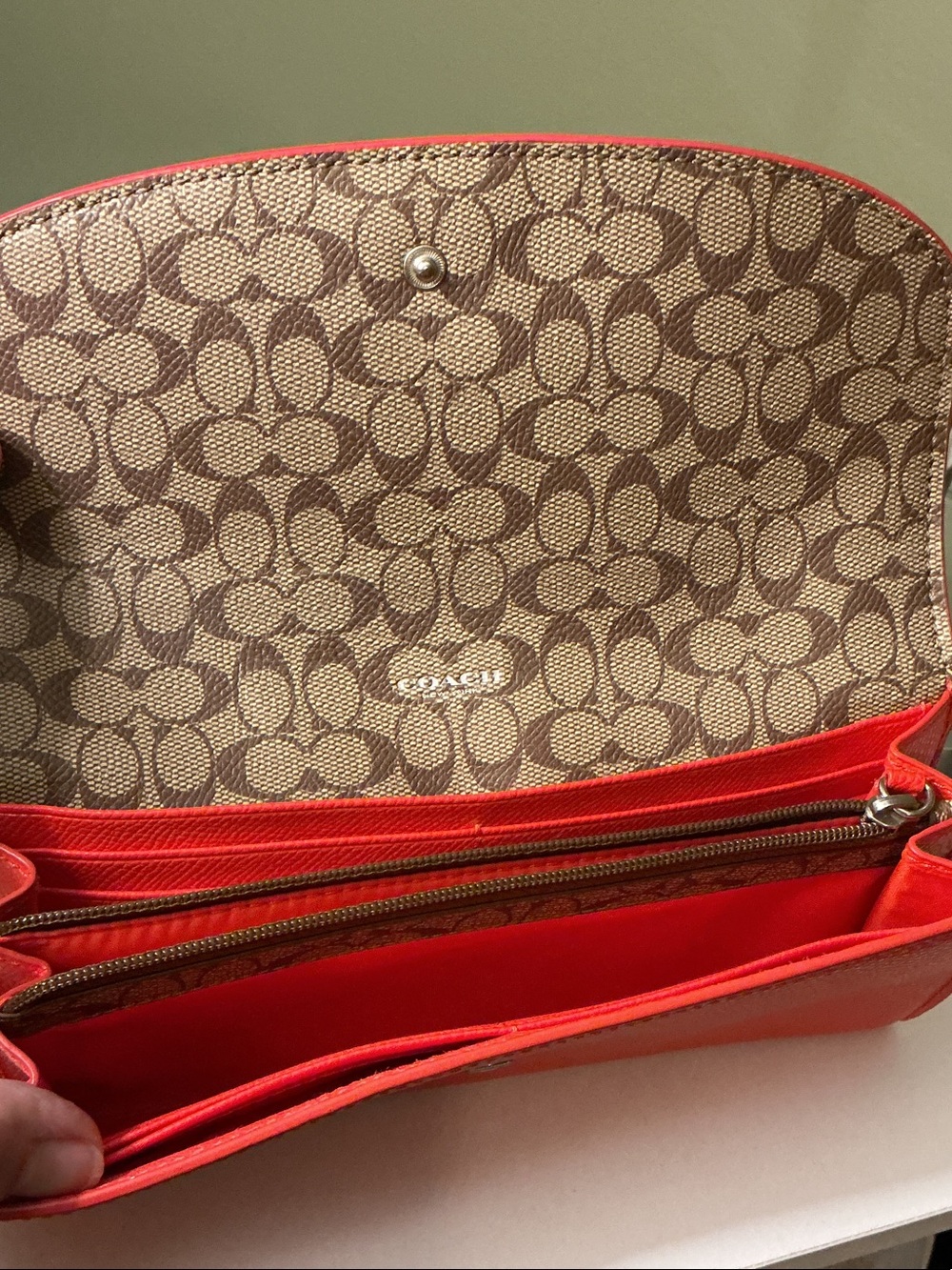 Coach Pop Slim Envelope Orange Leather Signature Clutch Wallet Set SEE PHOTOS - Picture 5 of 14